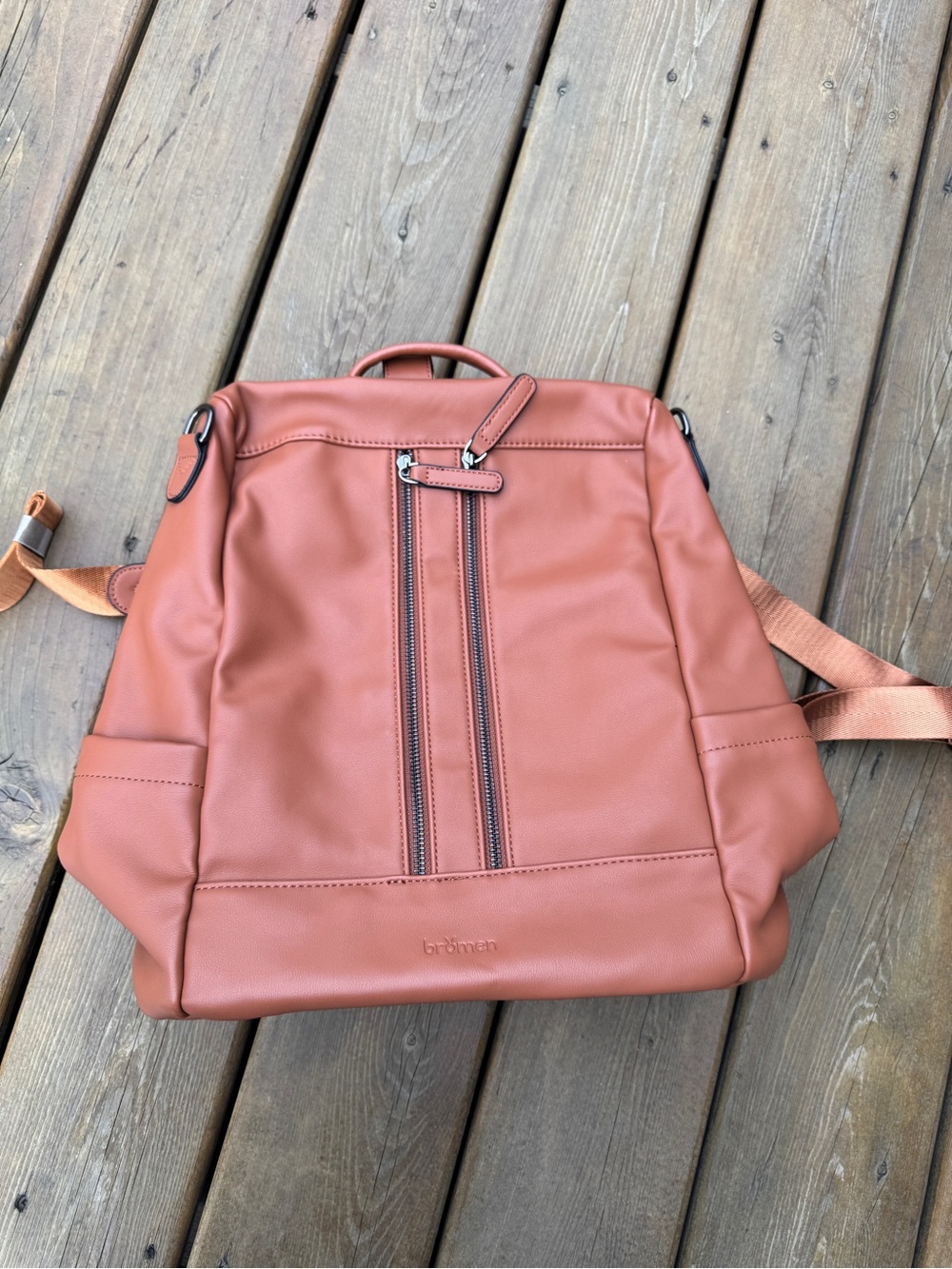 Bromen PU Leather Backpack in Rich brown color. new